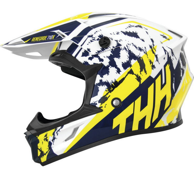 THH T-710X Renegade Youth MX Offroad Helmet Yellow/Blue LG