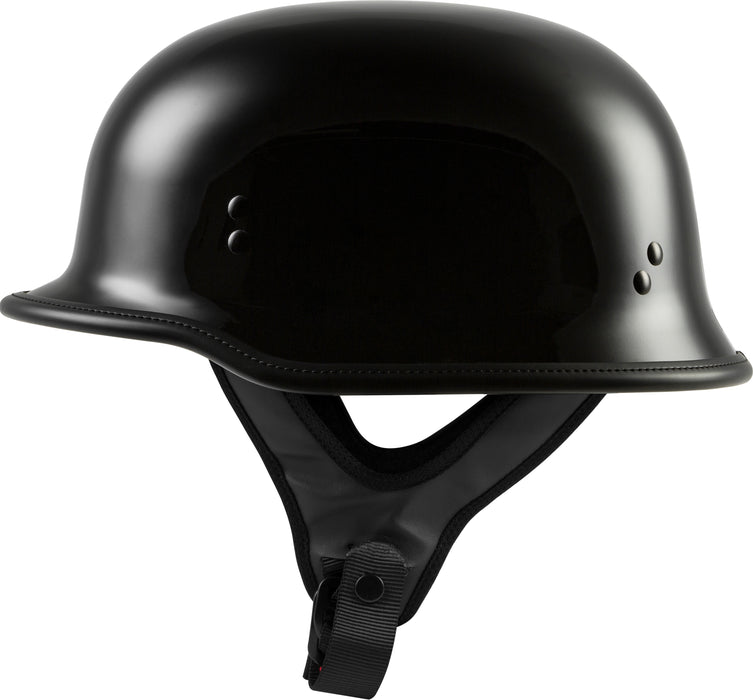 Highway 21 Motorcycle 9mm Half Helmet (German Style) (Black, X-Small)