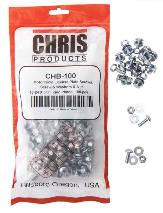 Chris Products License Plate Fasteners 100/Pk 100 Pack CHB100