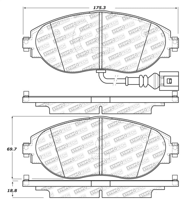 StopTech 14-18 Audi S3 Street Select Front Brake Pads 305.1633