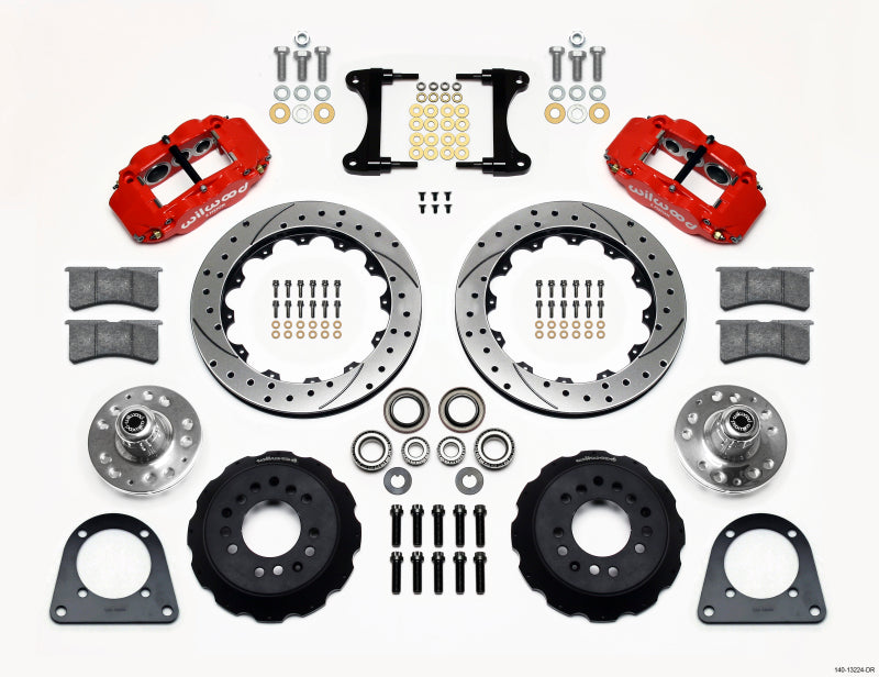 Wilwood Narrow Superlite 6R Front Hub Kit 12.88in Drill Red TCI-IFS 71-78 (Pinto Based) 140-13224-DR