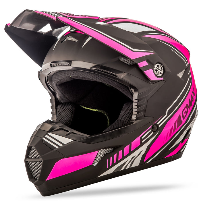 GMAX G3467403TC-14 unisex-adult full-face-helmet-style Helmet (Mx46 Uncle ) (Flat Black/Pink, X-Small)