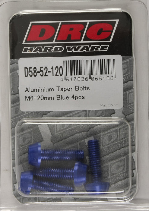 Drc Aluminum Taper Bolts Blue M6X20Mm 4/Pk D58-52-120
