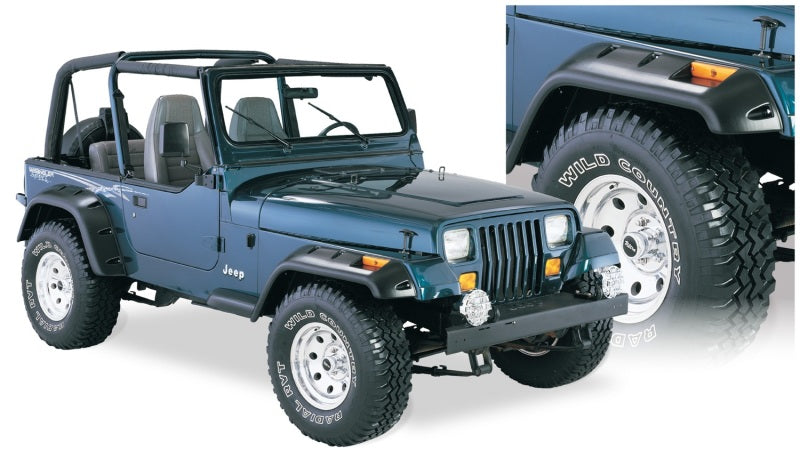 Bushwacker Cut Out Style Fender Flare Black For 87-95 Jeep Wrangler Yj 10909-07