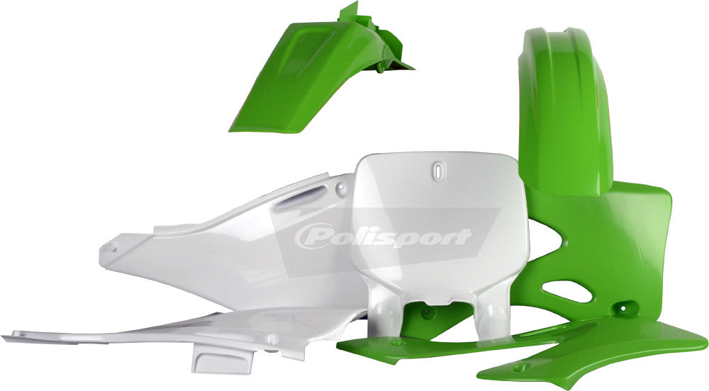 Polisport Full Plastic Kit for Kawasaki KX125/250 (1999-2002) OEM Quality Restyling Kit with Superior Fit, Flexibility, and Durability (Green/White)