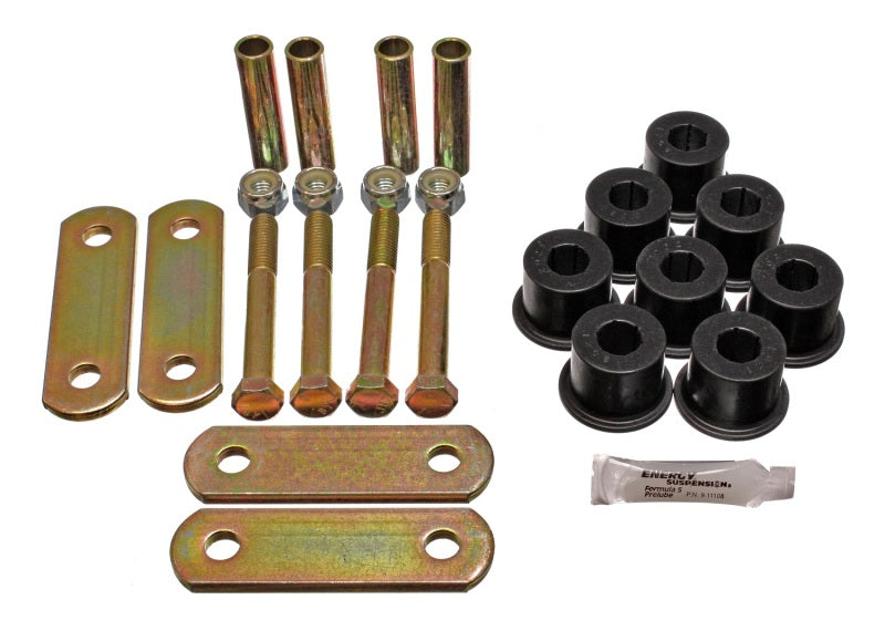 Energy Suspension 67-69 Chevy Camaro w/ Mono-Leaf Springs Black H-Duty Shackle Set (Inc Hardware) 3.2137G