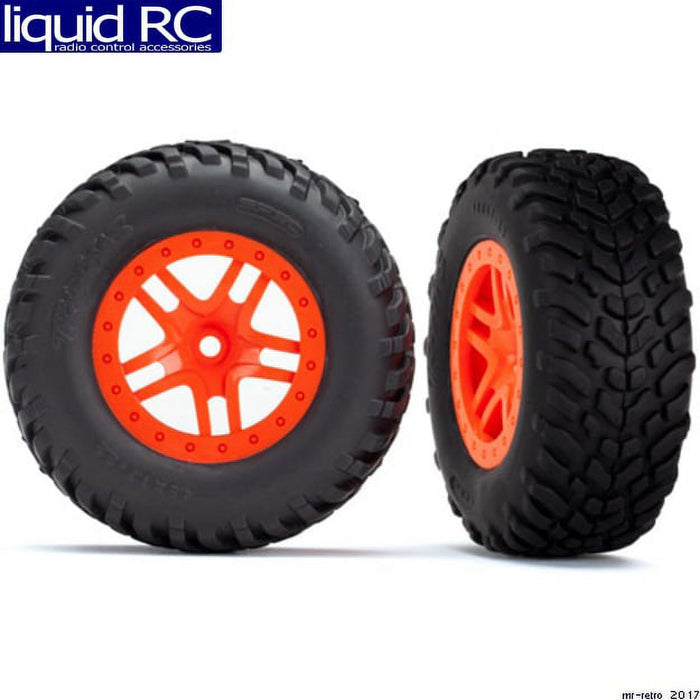 Traxxas Tires & Wheels Assembled Glued (Sct Split-Spoke Orange Wheels Sct Off-Road Racing Tires Foam Inserts) (2) (4Wd Fr 2Wd Rear) (Tsm Rated) 5892
