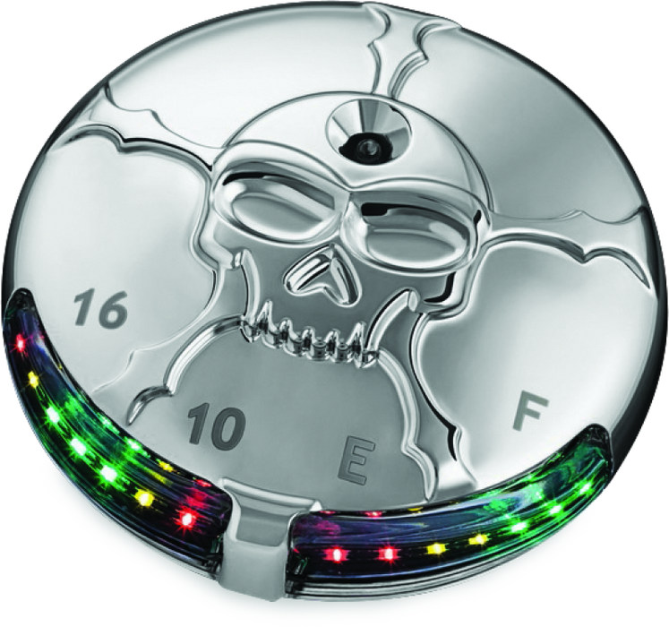 Kuryakyn Motorcycle Lighting Accent Accessory: Zombie Skull Led Fuel And Battery Gauge For 1988-2019 Harley-Davidson Motorcycles, Chrome 7357