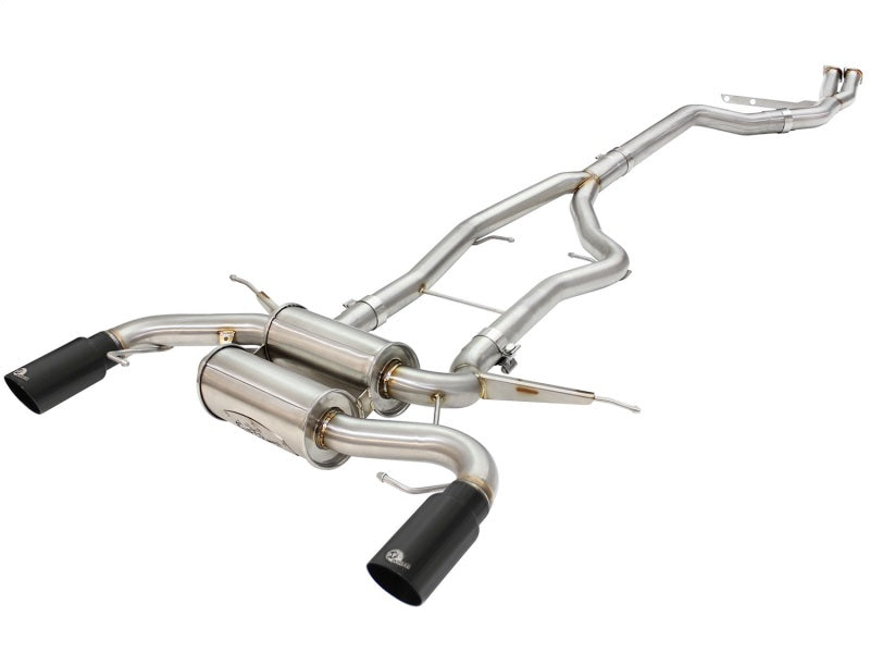 aFe MACHForce XP SS-304 Black Tip 3.0in-2.5in Dia Cat Back Exhaust 11-13 BMW 335i (E90/E92) 3.0L 49-36328-B