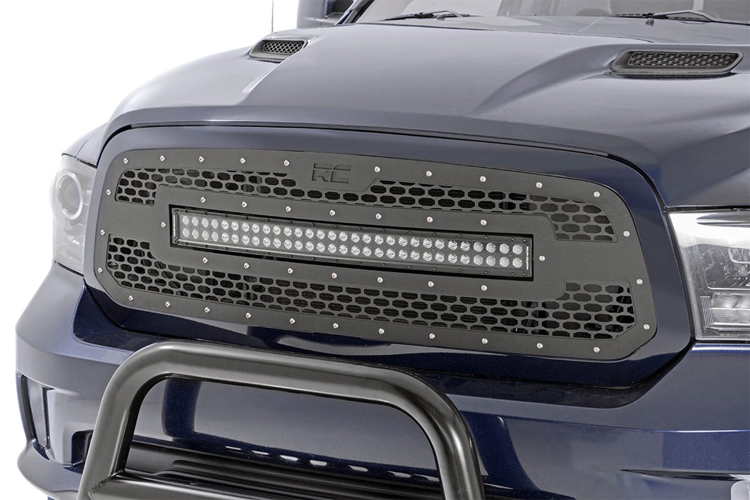 Rough Country Mesh Grille 30" Dual Row Led Black Amber Drl Ram 1500 (13-18 & Classic) 70199BDA