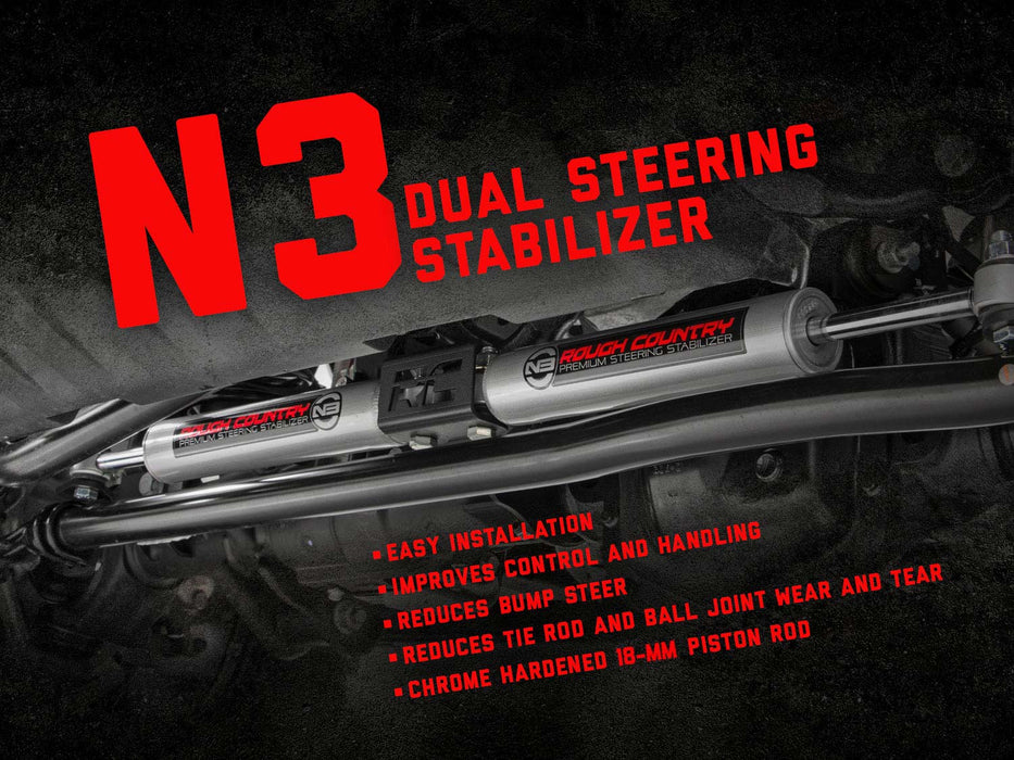 Rough Country N3 Steering Stabilizer Dual 2-8 Inch Lift Ford F-250/F-350 Super Duty (05-22) 8749130