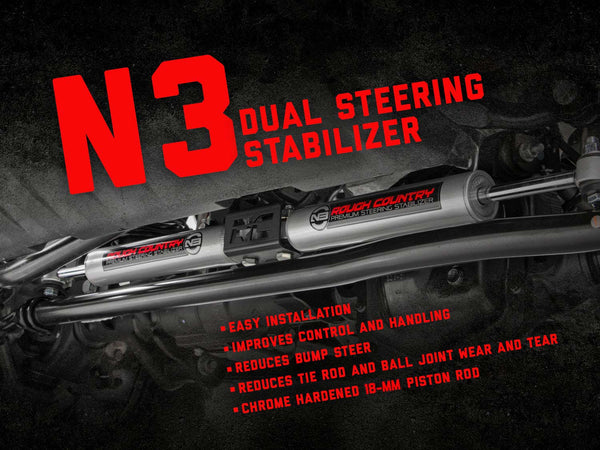 Rough Country N3 Steering Stabilizer Dual Fits toyota4Runner/Truck 4WD (86-95)