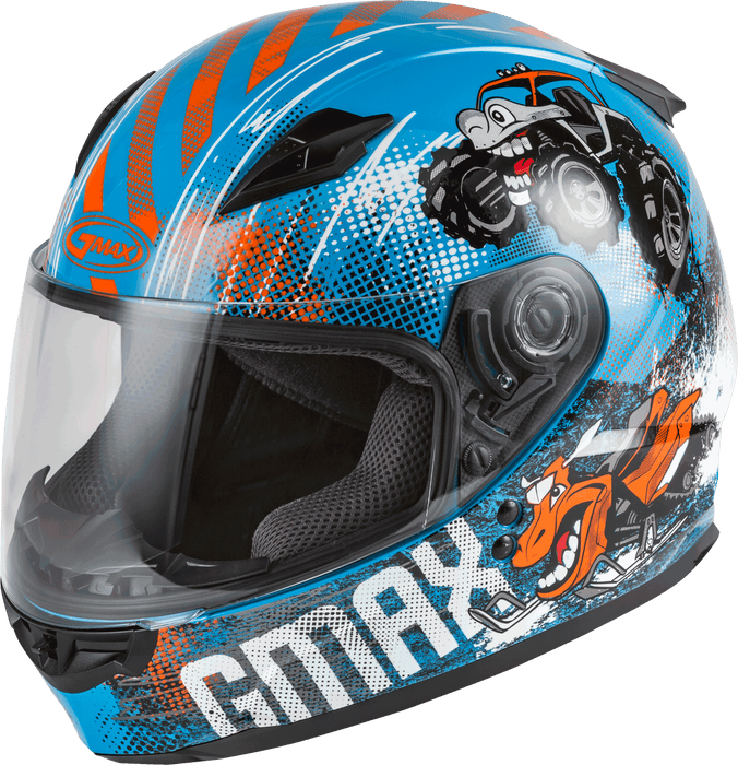 GMAX GM-49Y Beasts, Youth Full-Face Helmet, DOT Approved for Motorcycles, ATVs, Dirt Bikes and More (Blue/Orange/Grey)