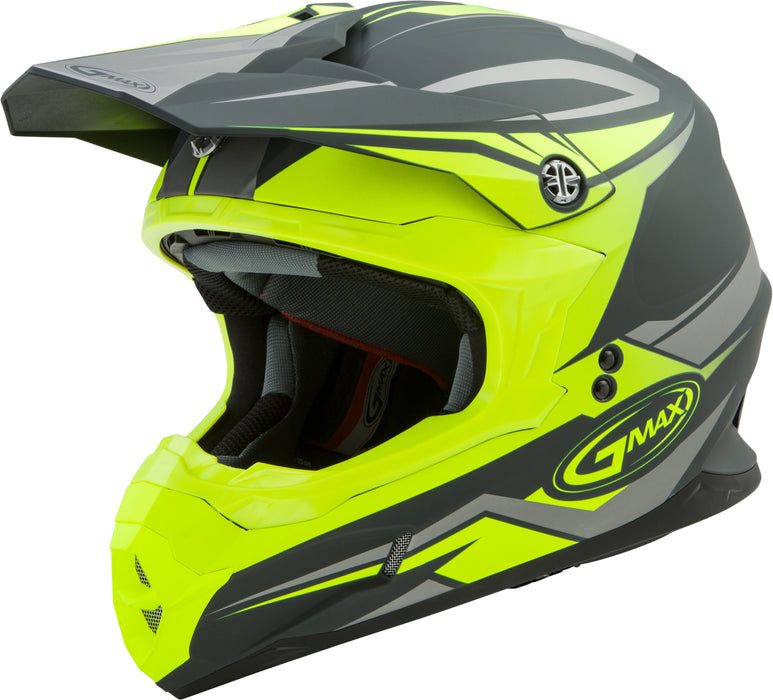 Gmax Mx-86 Off-Road Revoke Helmet Matte Grey/Hi-Viz Yellow Lg G3866606