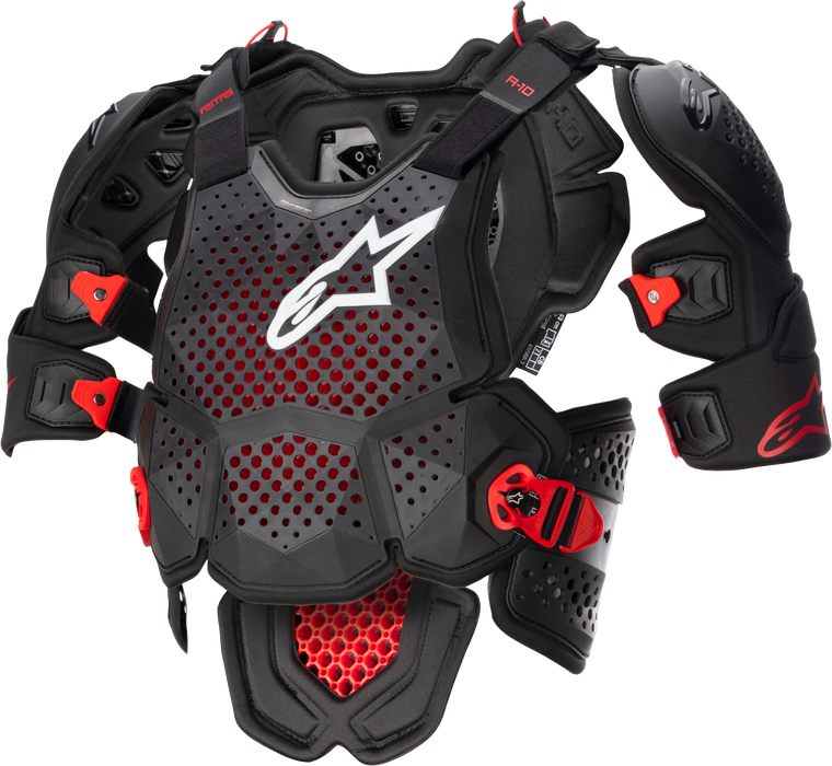 Alpinestars A-10 V2 Full Chest Protector (Anthracite Black Red, Medium/Large)