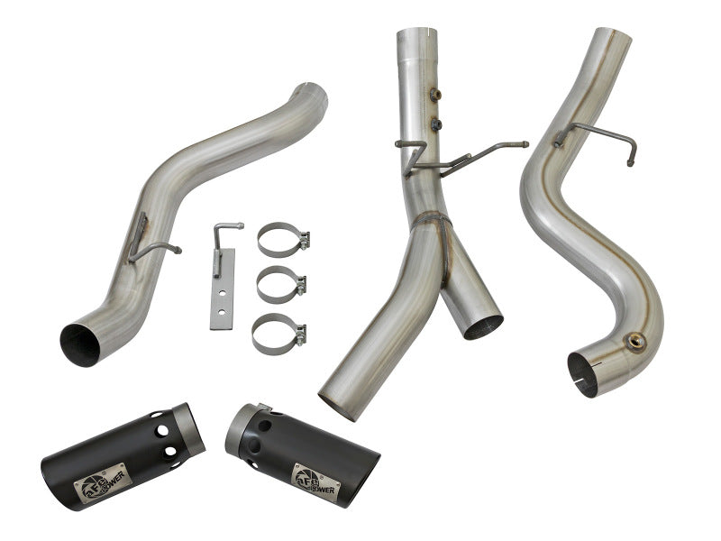 aFe LARGE BORE-HD 4in 409-SS DPF-Back Exhaust w/Dual Black Tips 2017 GM Duramax V8-6.6L (td) L5P 49-44086-B