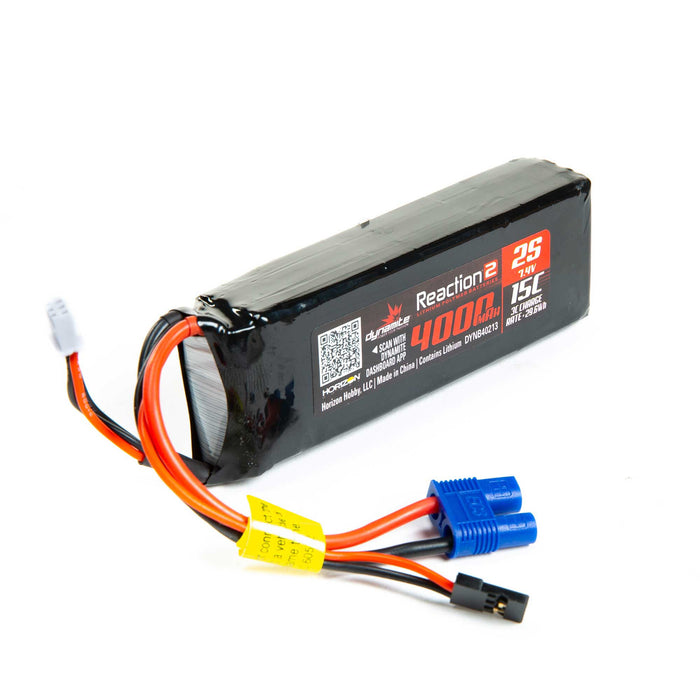 Dynamite Reaction2 7.4V 4000mAh 2S 15C LiPo RX Pack DBXL DYNB40213 Car Batteries & Accessories