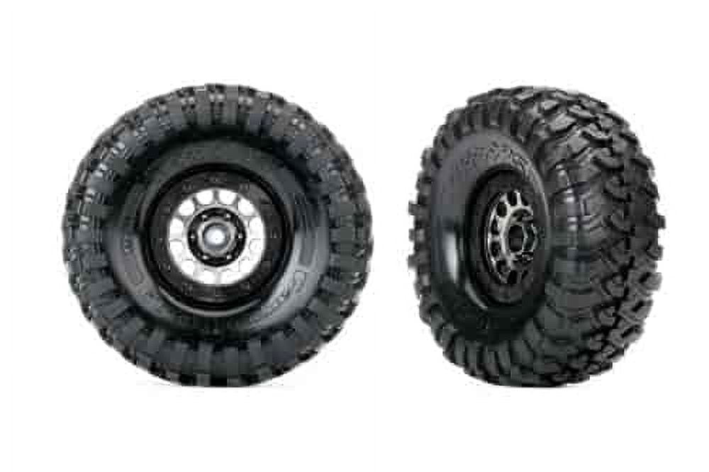 Traxxas Tires And Wheels, Assembled (Method 105 Black Chrome Beadlock Wheels, Canyon Trail 1.9' Tires, Foam Inserts) (1 Left, 1 Right) 8174