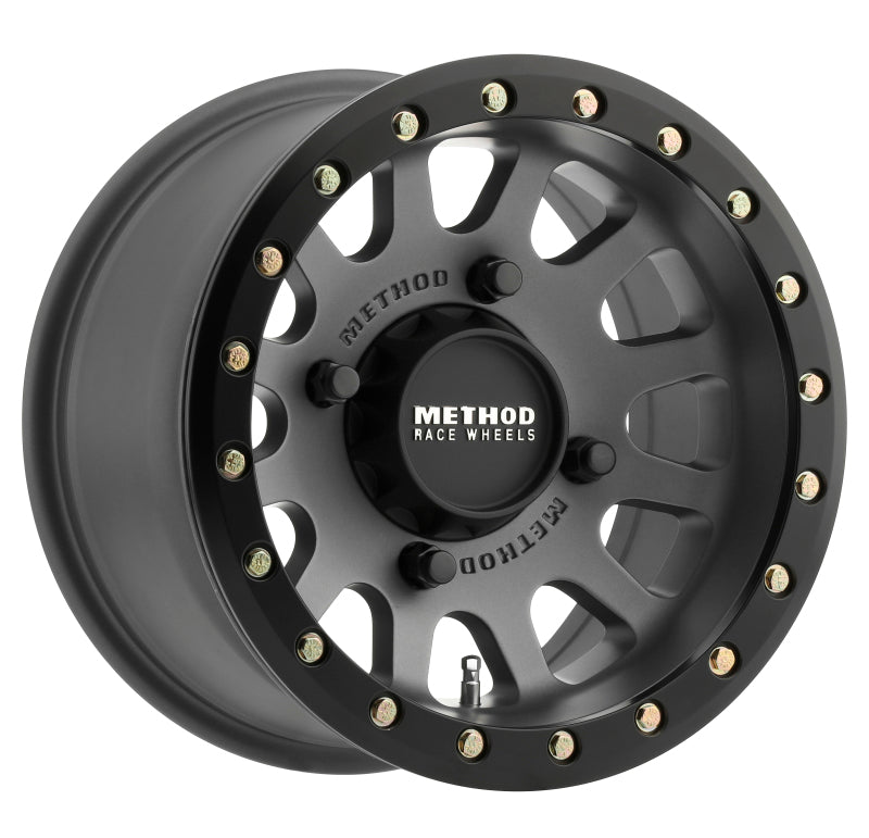Method MR401 UTV Beadlock 14x7 / 4+3/13mm Offset / 4x136 / 106mm CB Titanium Wheel- Matte Black Ring MR40147047843B