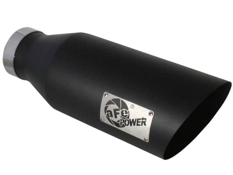 aFe MACHForce XP Exhausts Tips SS-304 EXH Tip 4In x 7Out x 18L Bolt-On (blk) 49-92023-B