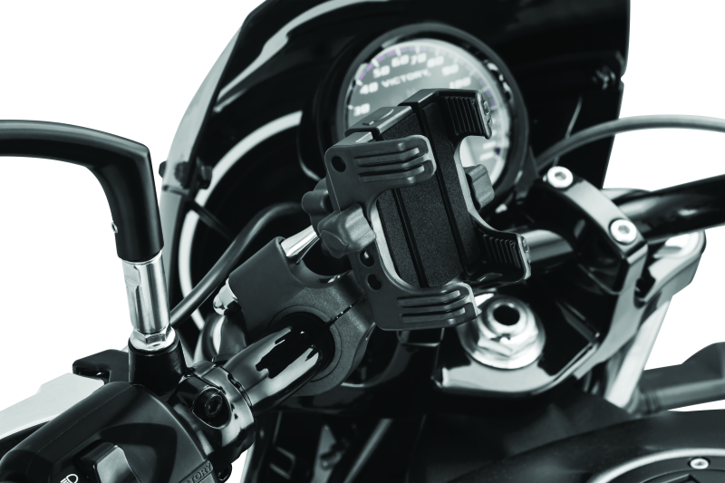 Kuryakyn Motorcycle Handlebar Accessory: Tech-Connect Cradle Gps Device/Phone Holder Mount Kit For Motorcycles With 7/8", 1", 1-1/4" Diameter Bars, Black 1699