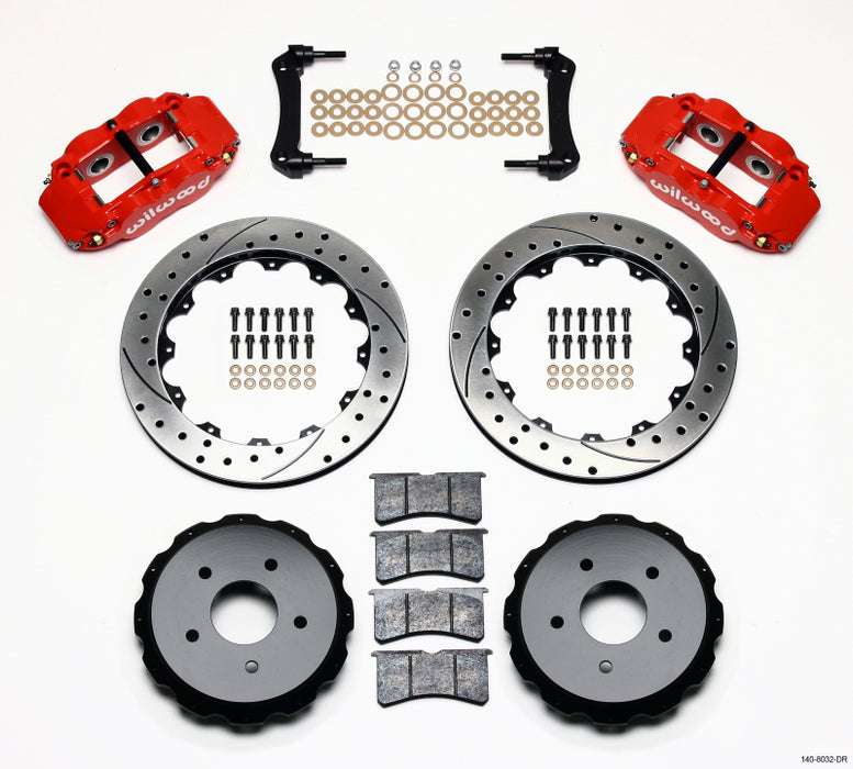 Wilwood Narrow Superlite 4R Rear Kit 12.88in Drilled Red 97-04 Corvette C5/Z06 140-8032-DR