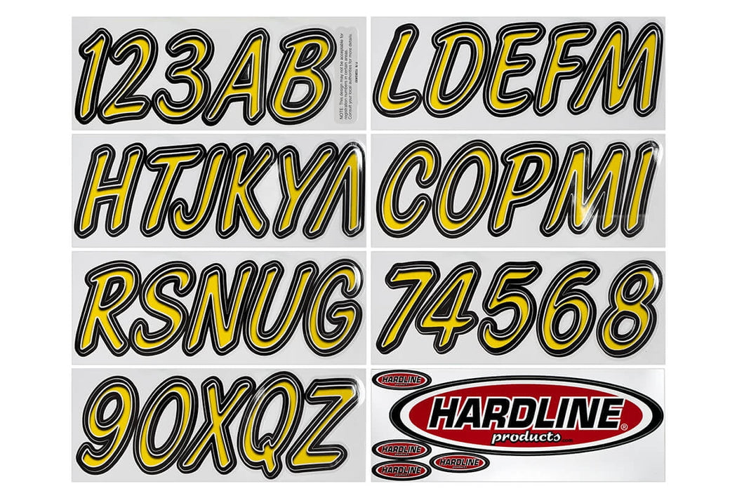 Hardline Products Series 400 Factory Matched 3-Inch Boat & PWC Registration Number Kit - Yellow/Black