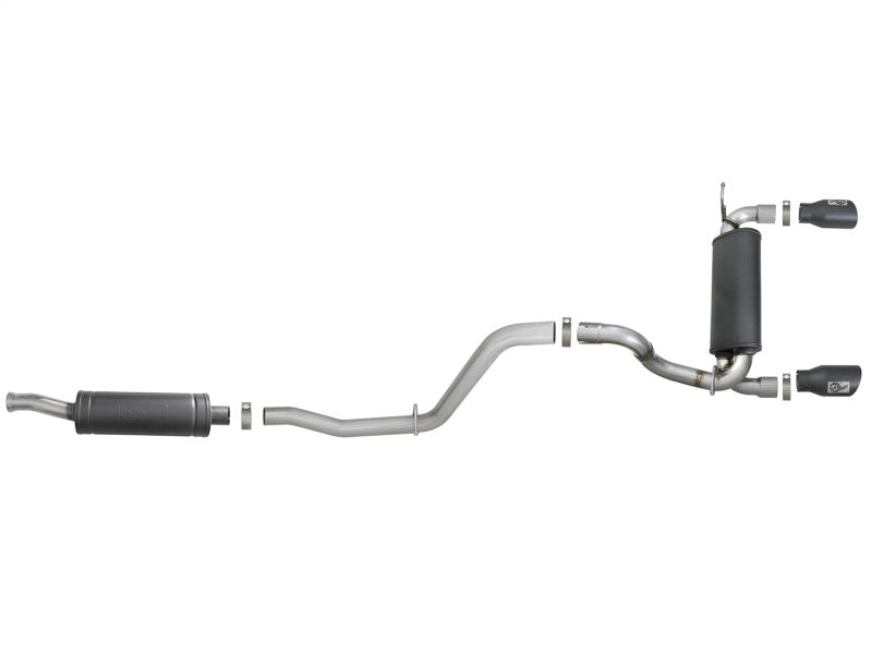 aFe Rebel Series 2.5in 304 SS Cat-Back Exhaust w/ Black Tips 2018+ compatible with Jeep Wrangler (JL) V6 3.6L 49-38066-B