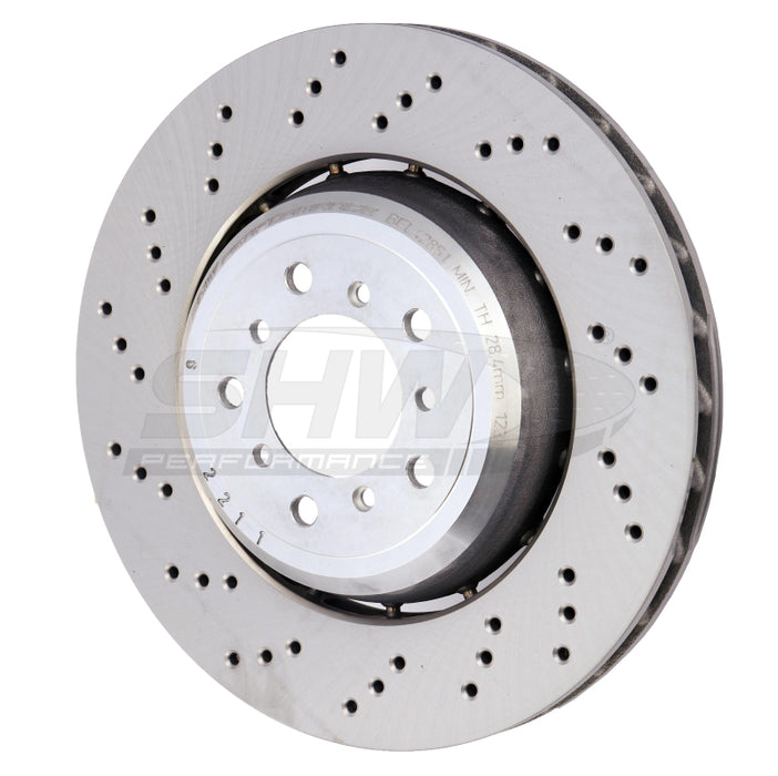 SHW 08-13 BMW M3 4.0L Left Front Cross-Drilled Lightweight Brake Rotor (34112283801) BFL42851