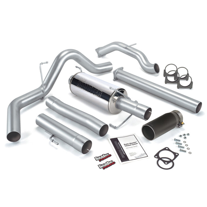 Banks Power 03-04 Compatible with Dodge 5.9 SCLB/CCSB No-Cat Monster Exhaust System SS Single Exhaust w/ Black Tip 48641-B