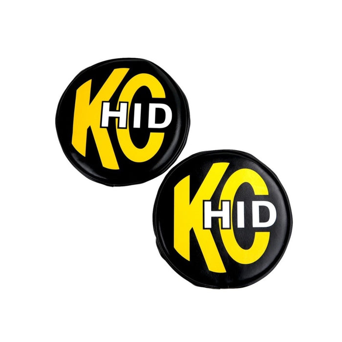 KC HiLiTES 8in. Round Soft Cover HID (Pair) Black w/Yellow Brushed KC Logo 5818