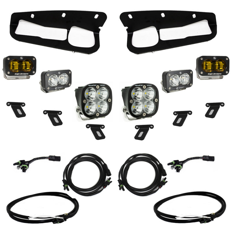 Baja Designs 21-22 Fits Ford Bronco W/Steel Bumper S2 SAE Sportsmen Fog Pkt Light Kit W/Upfitter Amber 448178UP