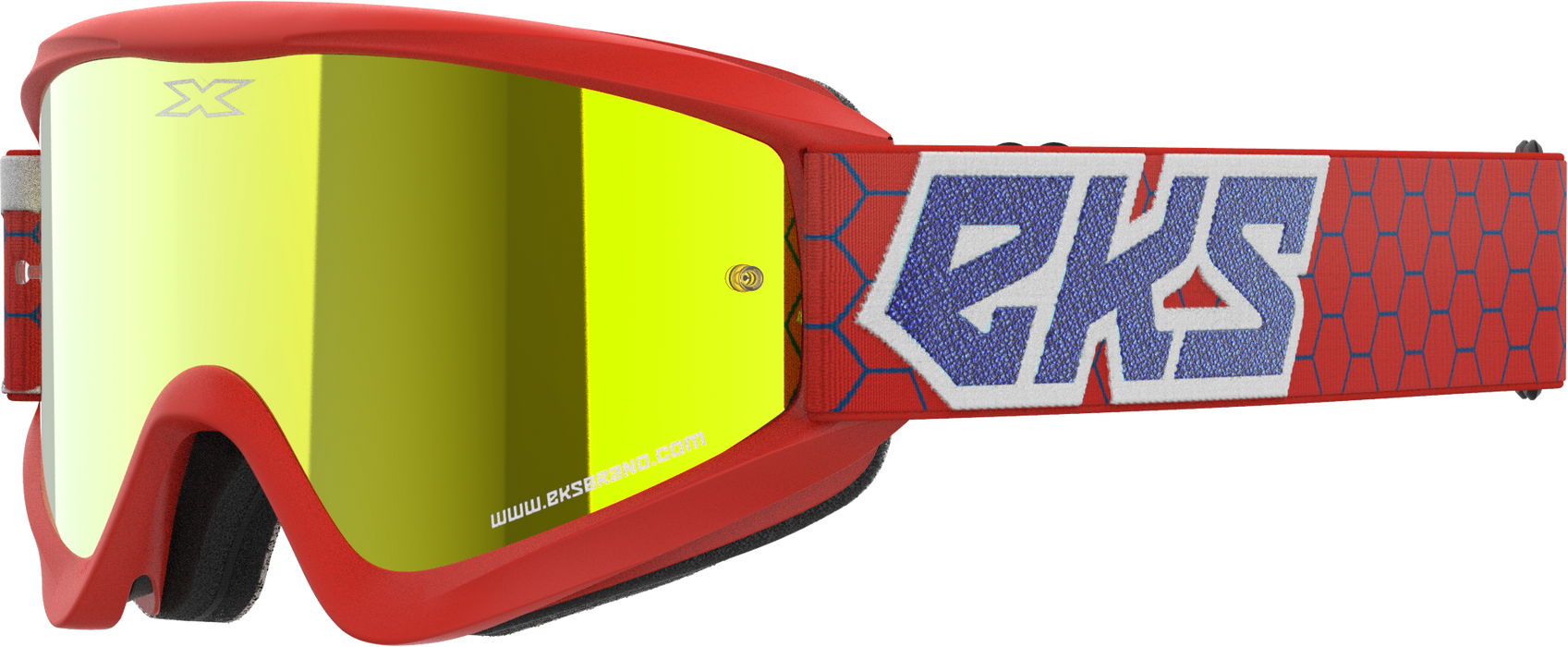 EKS Brand GOX Flat Out Mirror Goggles -Gold Lens (OSFA, Red/White/Blue)