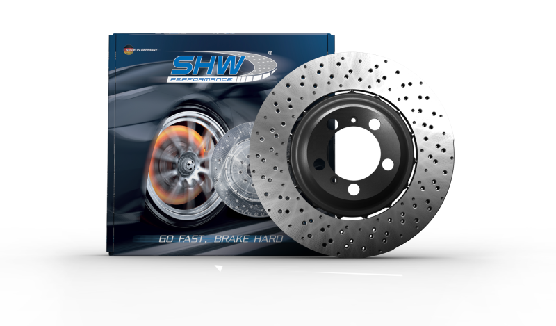 SHW 20-21 Porsche 718 Cayman GT4 4.0L Right Rear Drill-Dimp Lightweight Brake Rotor (98135240881) PRR42087