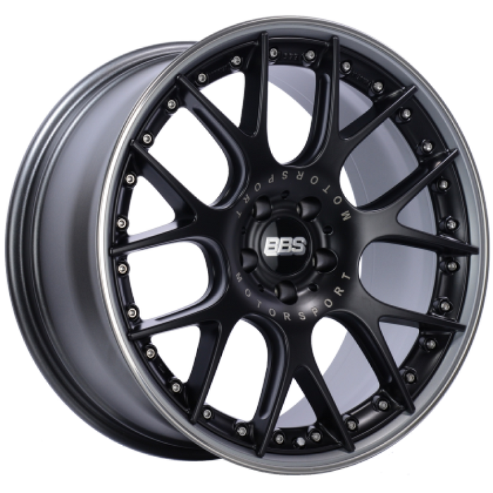 BBS CH-RII 22x10.5 5x112 ET48 Satin Black w/Polished SS Lip Wheel 82mm PFS/Clip Req. CH7400BPPO