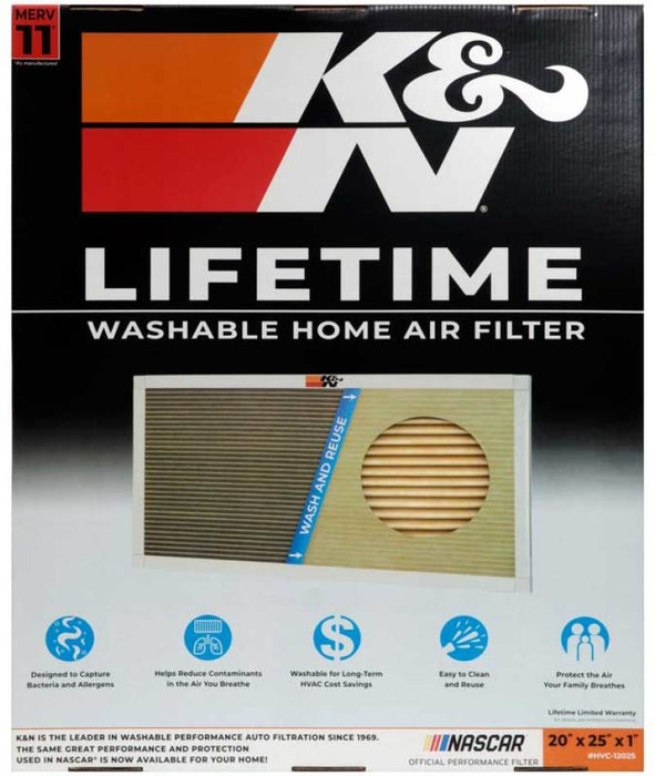 K&N 20X25X1 Air Filter, Merv 11, Washable Air Filter, The Last Furnace Filter