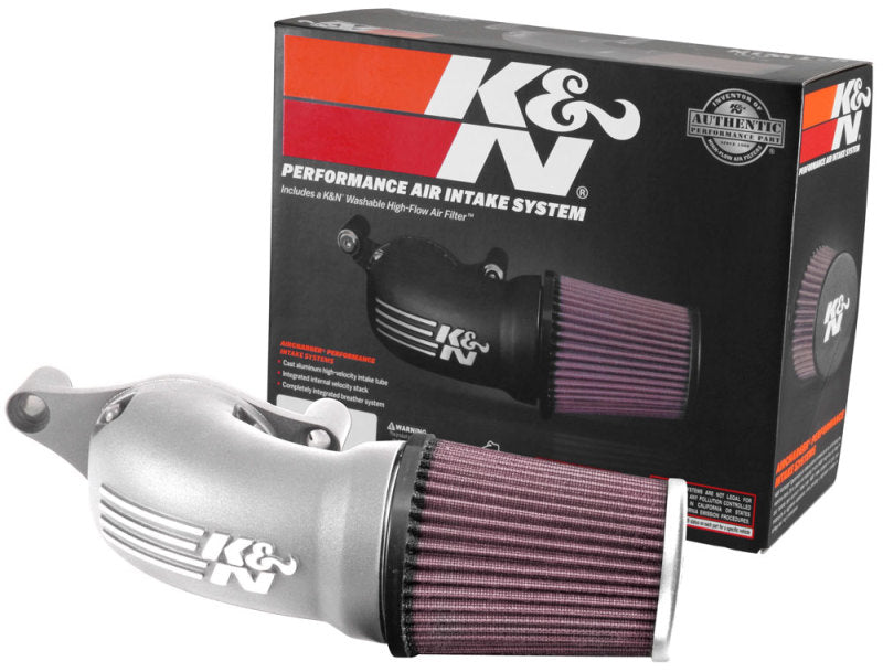 K&N 17-18 Harley Davidson Touring Models Performance Air Intake System Silver 57-1139S