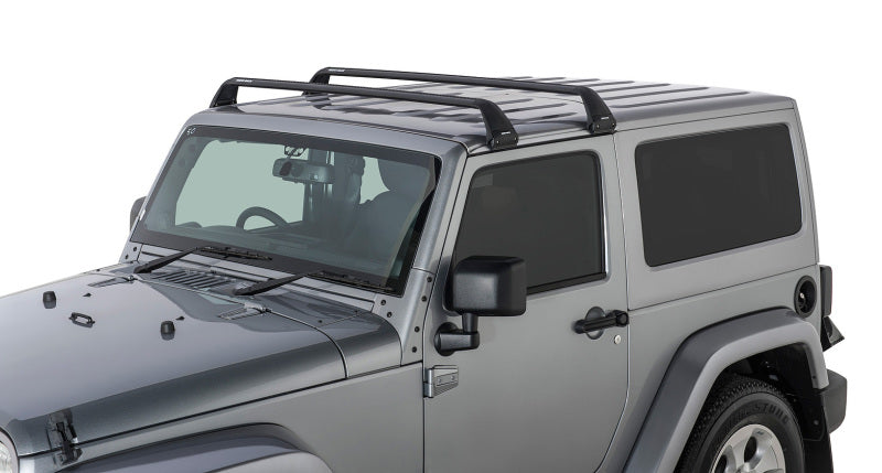 Rhino-Rack 07-22 compatible with Jeep Wrangler JK/JL 2 Door Hard Top Vortex SG 2 Bar Roof Rack Black SG60