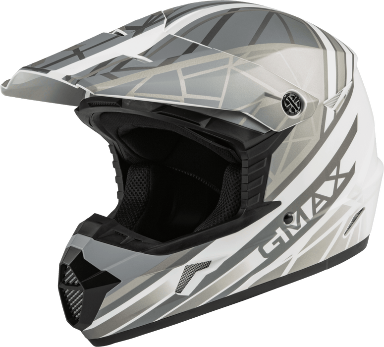 Gmax Youth Mx-46Y Off-Road Mega Helmet Matte White/Silver Yl D3462202