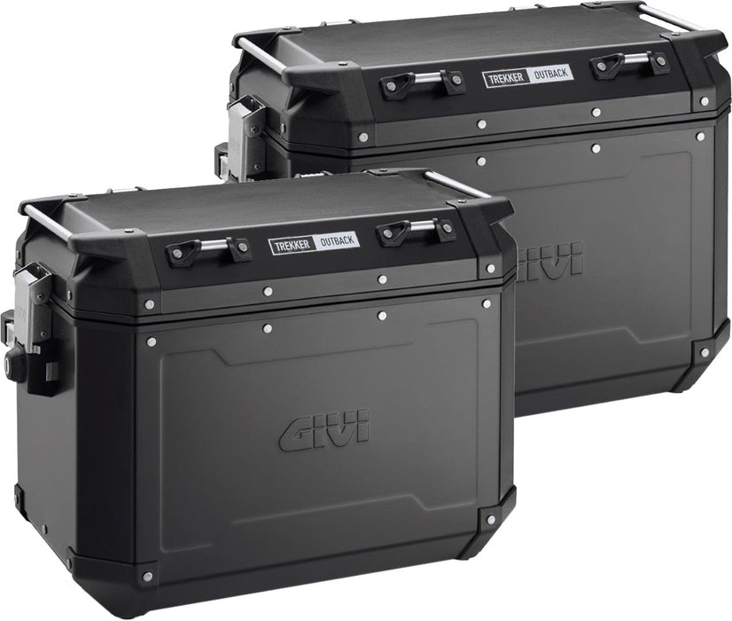 GIVI OBKN48BPACK2A Outback Series 48L Aluminum Side Cases Pair (Left and Right) Black