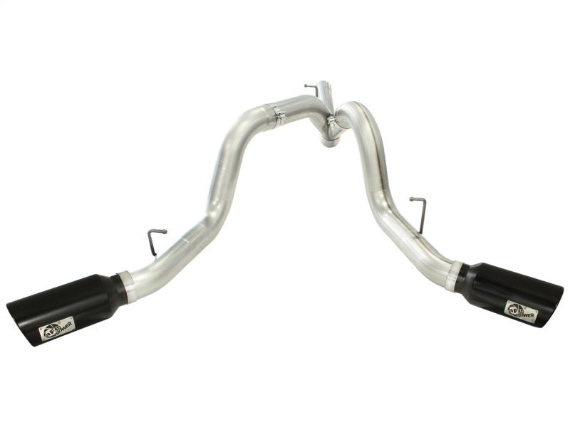 aFe MachForce XP Exhaust 4inch DP-Back All SS 2011-14 GM Diesel Trucks V8-6.6L LML Black Tips 49-44043-B