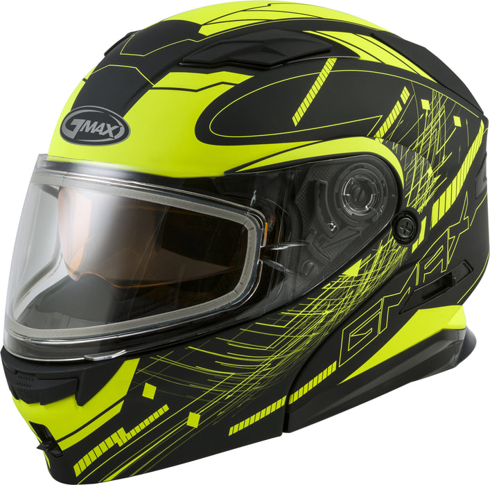 Gmax Md-01S Modular Wired Snow Helmet Black/Hi-Vis Lg G2011686D TC-24