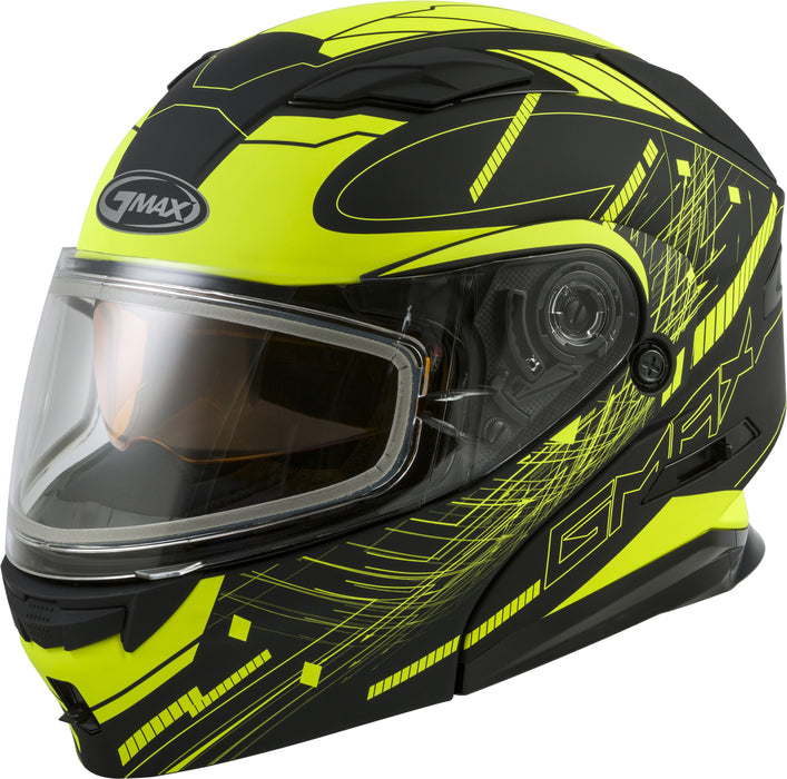 Gmax Md-01S Modular Wired Snow Helmet Black/Hi-Vis Xs G2011683D TC-24