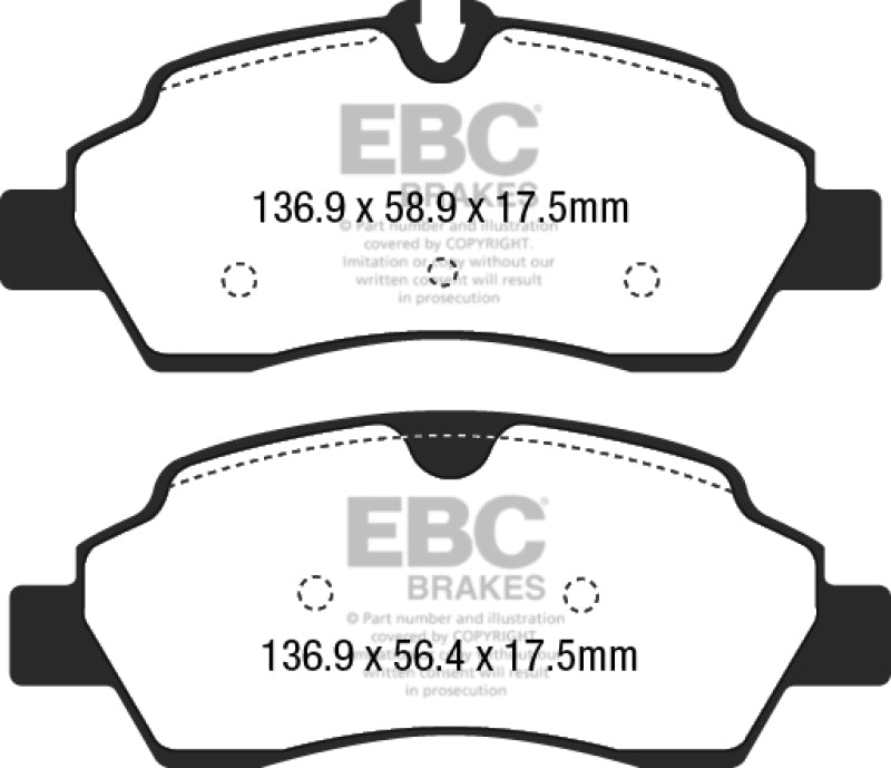 EBC 15+ Ford Transit 2.2 TD Ultimax2 Rear Brake Pads UD1775