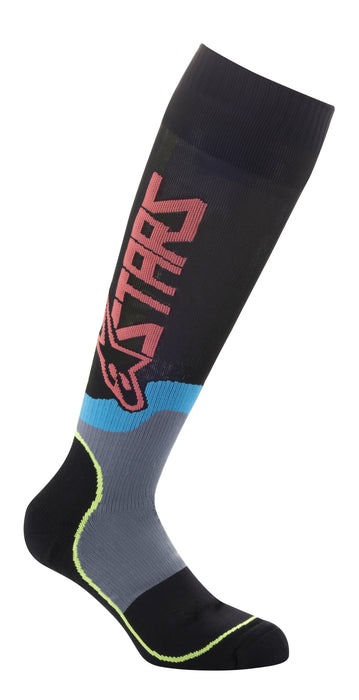 Alpinestars Mx Plus-2 Socks Black/Yellow Fluo/Coral Sm (4701920-1534-S)