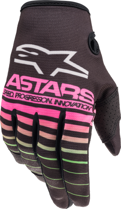 Alpinestars Youth Radar Gloves Black/Green Neon/Pink Fluo Xs 3541822-1669-XS