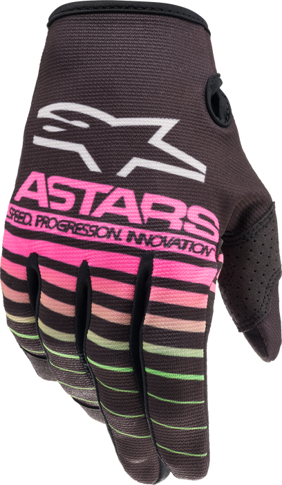 Alpinestars Youth Radar Gloves Black/Green Neon/Pink Fluo Xs (3541822-1669-XS)