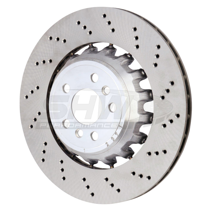 SHW 20-21 BMW X3 M 3.0L Right Rear Cross-Drilled Lightweight Brake Rotor (34118054828) BRR43504