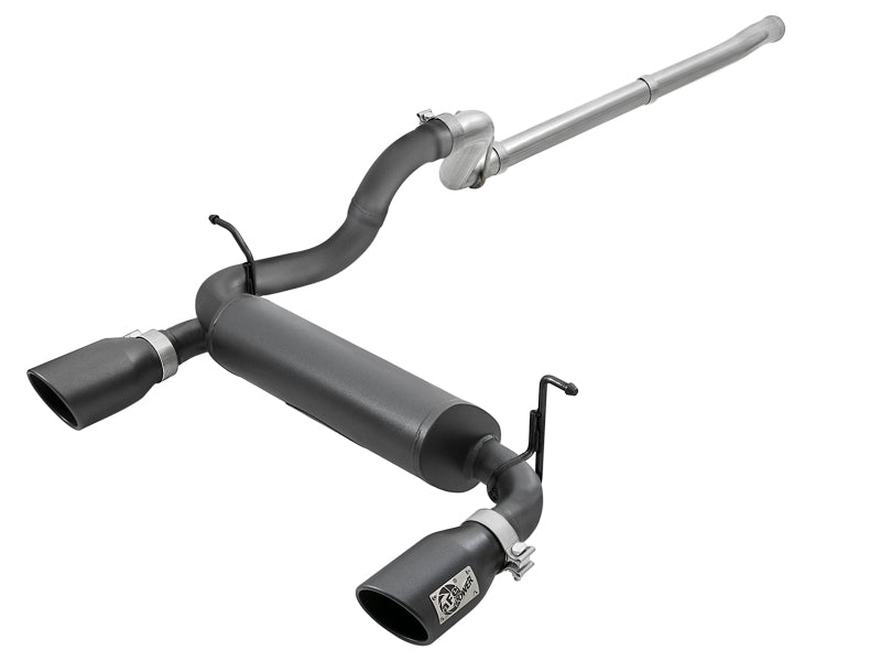 aFe Rebel Series 2.5in 409 SS Cat-Back Exhaust w/ Black Tips 18-19 compatible with Jeep Wrangler (JL) V6 3.6L 49-48076-B