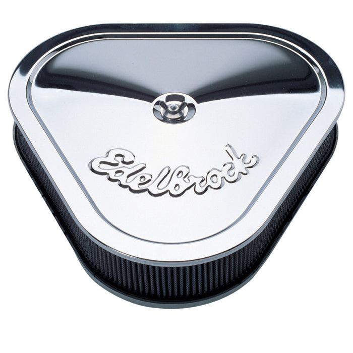 Edelbrock Air Cleaner Pro-Flo Series Triangular Steel Top 14 125In X 13 375In X 3 5In Chrome 1222